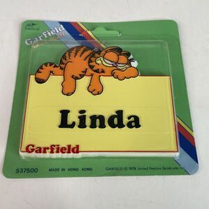 NEW Vintage Garfield Name Plate Linda 1978 RARE, Sealed, Yellow